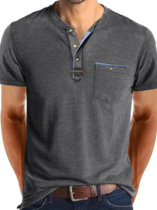 Camiseta elegante de cuello redondo con bolsillo