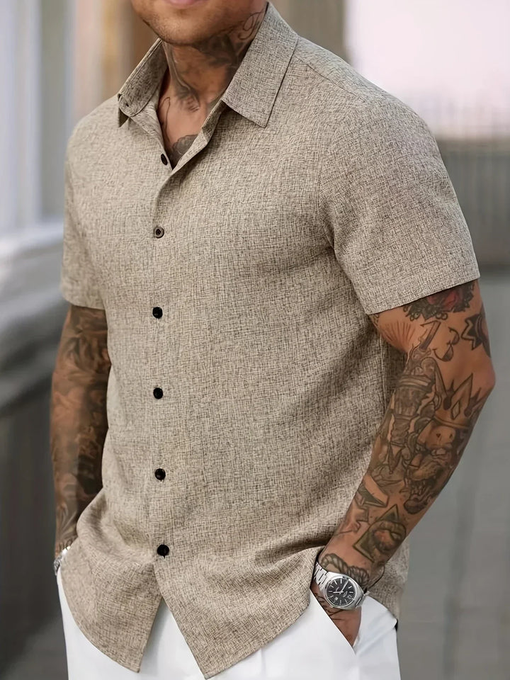 Camisa ligera de manga corta de mezcla de lino