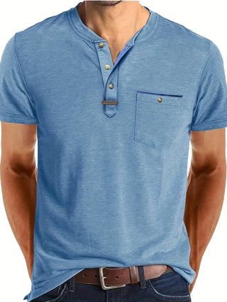 Camiseta elegante de cuello redondo con bolsillo