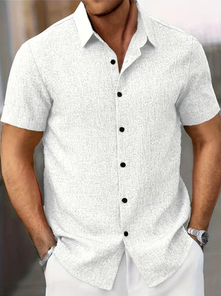 Camisa ligera de manga corta de mezcla de lino