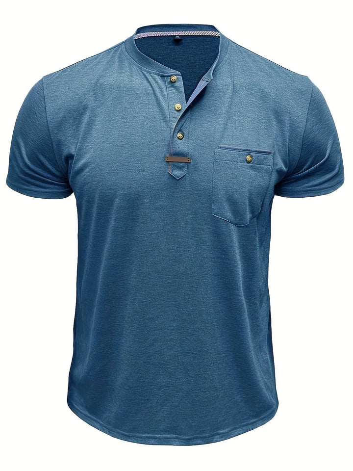 Camiseta elegante de cuello redondo con bolsillo