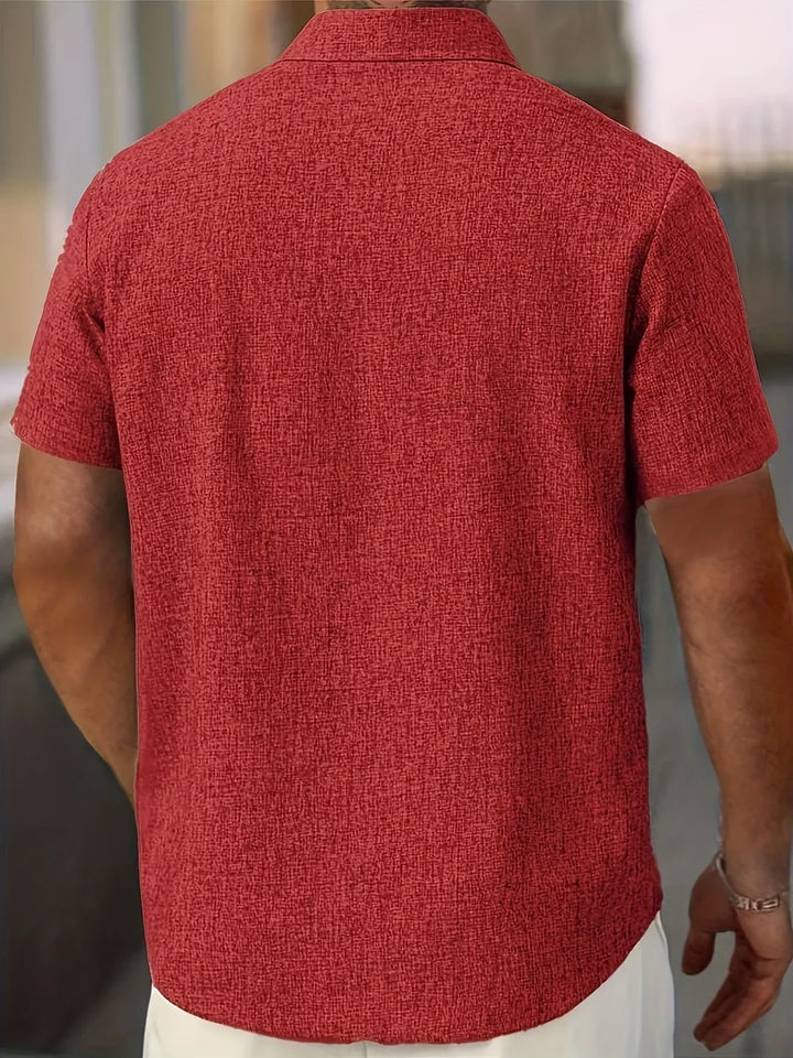 Camisa ligera de manga corta de mezcla de lino