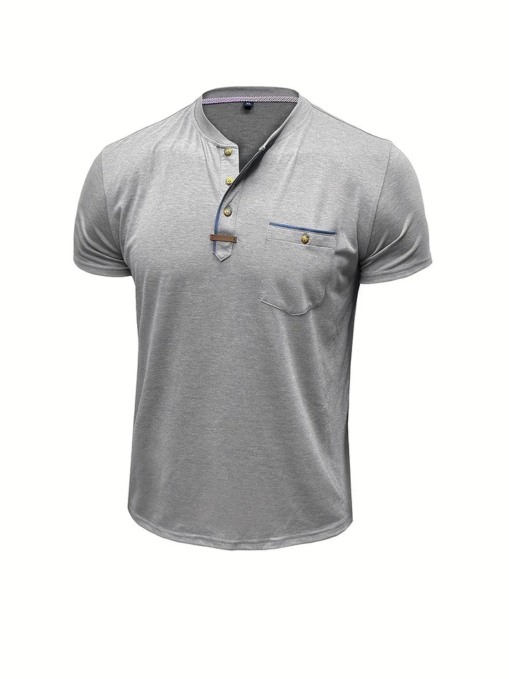 Camiseta elegante de cuello redondo con bolsillo