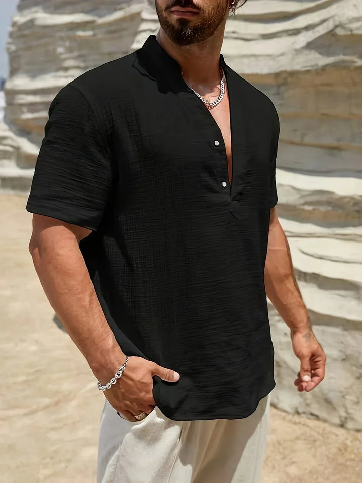 Camisa de verano elegante de cuello alto