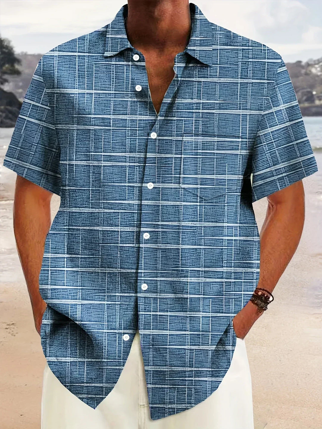 Camisa elegante a rayas y cuadros