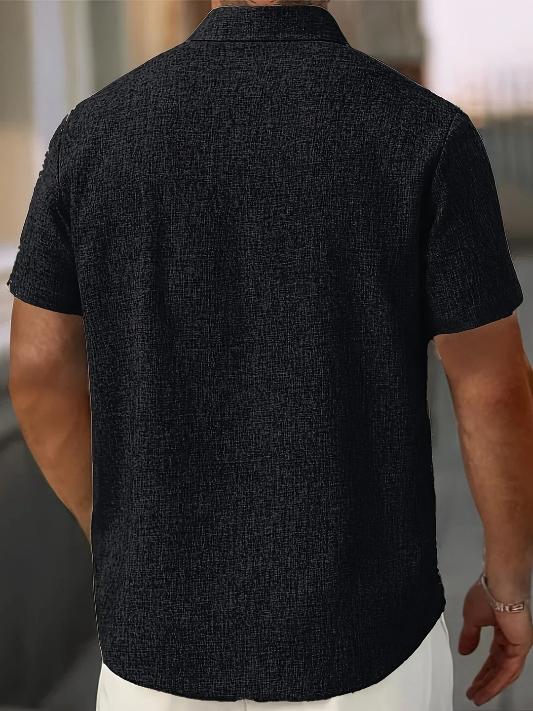 Camisa ligera de manga corta de mezcla de lino