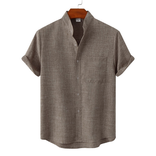 Camisa lisa de algodón con botones