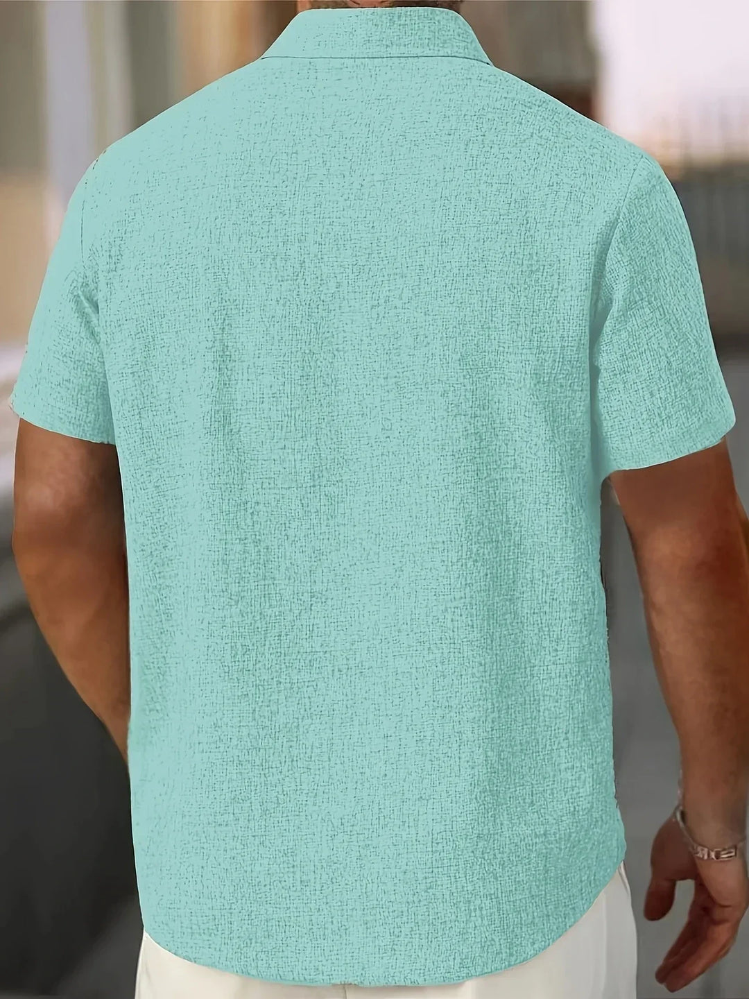 Camisa ligera de manga corta de mezcla de lino