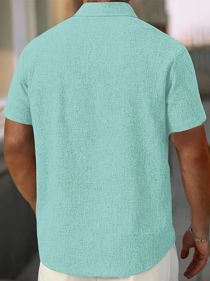 Camisa ligera de manga corta de mezcla de lino