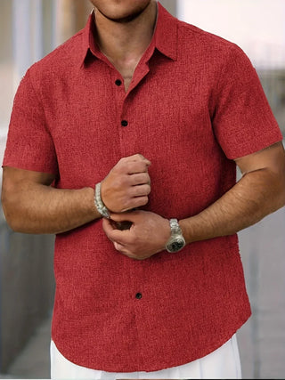 Camisa ligera de manga corta de mezcla de lino