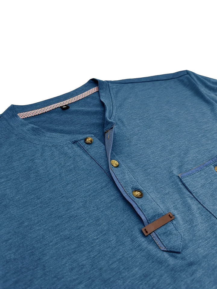 Camiseta elegante de cuello redondo con bolsillo