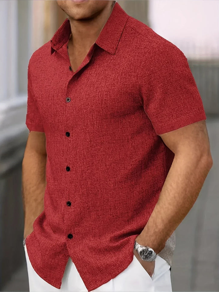 Camisa ligera de manga corta de mezcla de lino