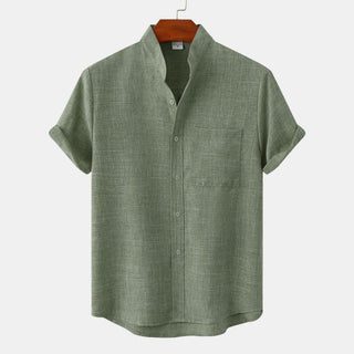 Camisa lisa de algodón con botones