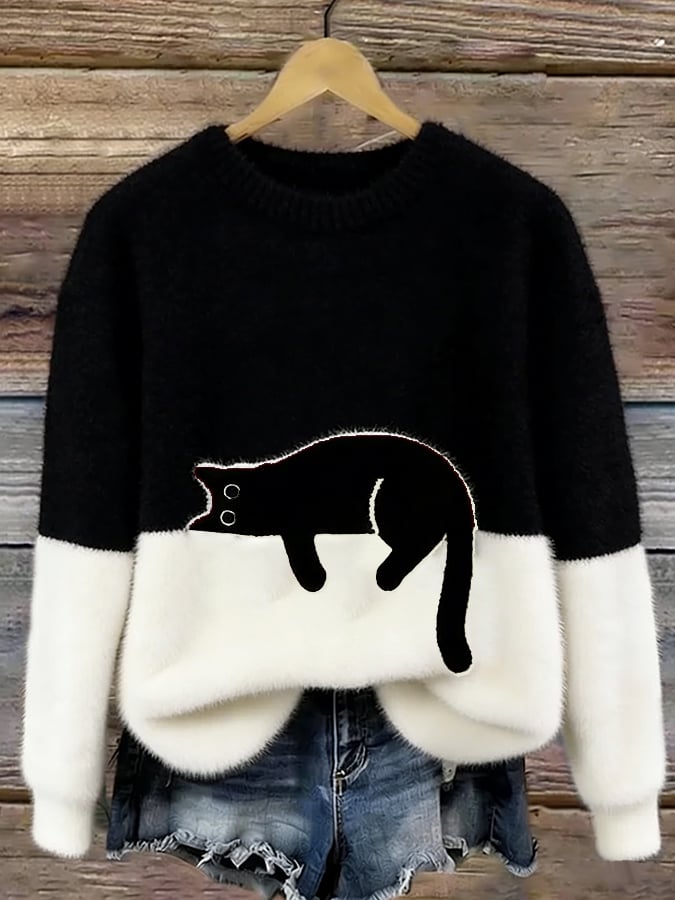 Cristina | Maglione Oversize Elegante con Gatto