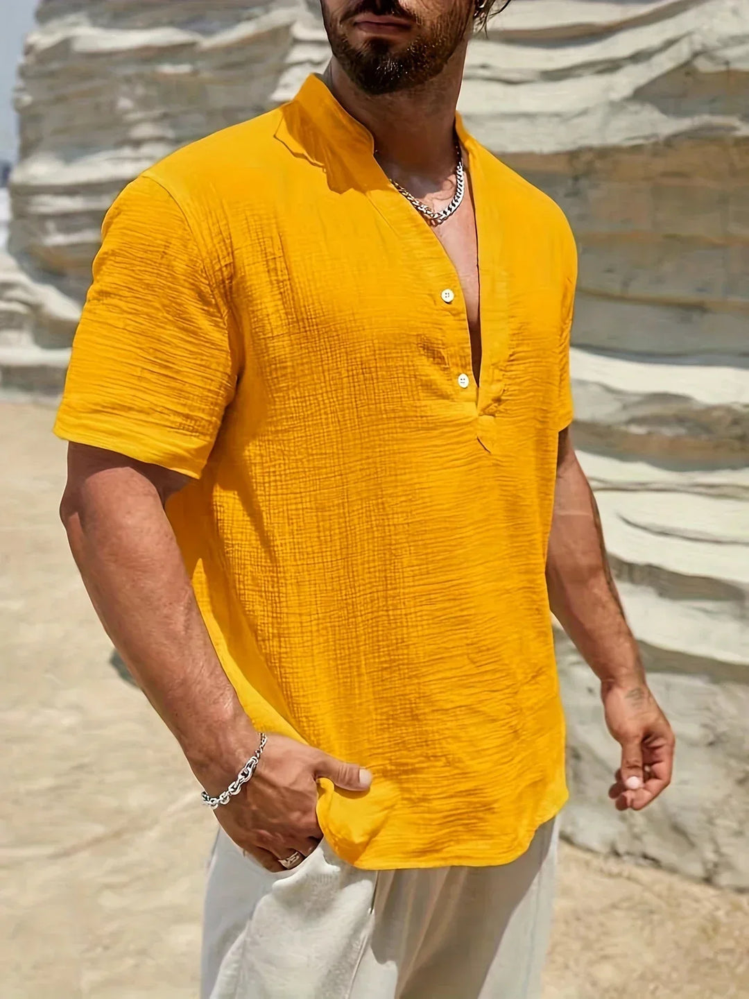 Camisa de verano elegante de cuello alto