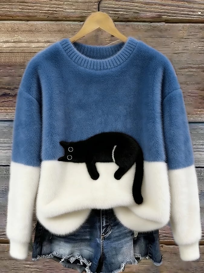 Cristina | Maglione Oversize Elegante con Gatto