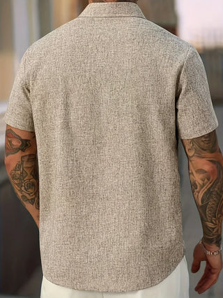 Camisa ligera de manga corta de mezcla de lino