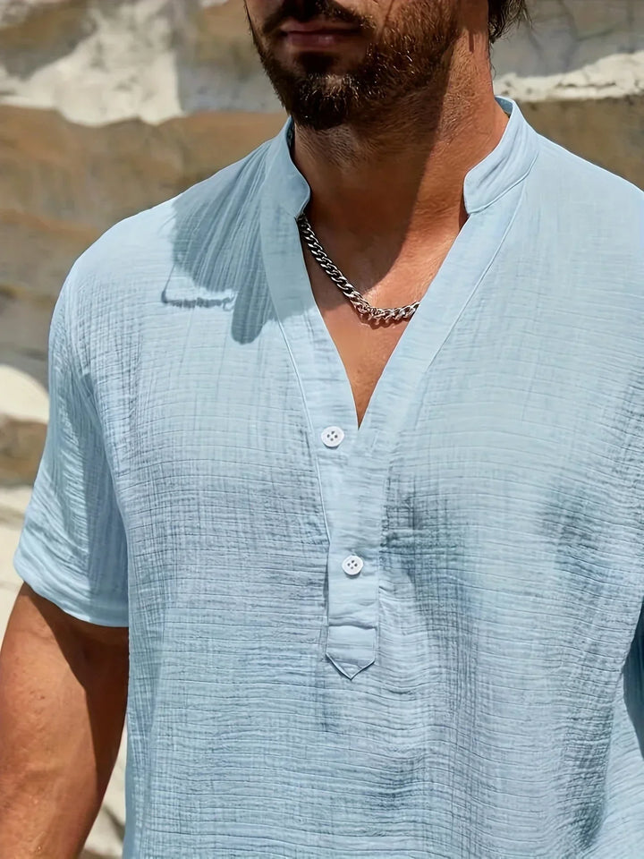 Camisa de verano elegante de cuello alto