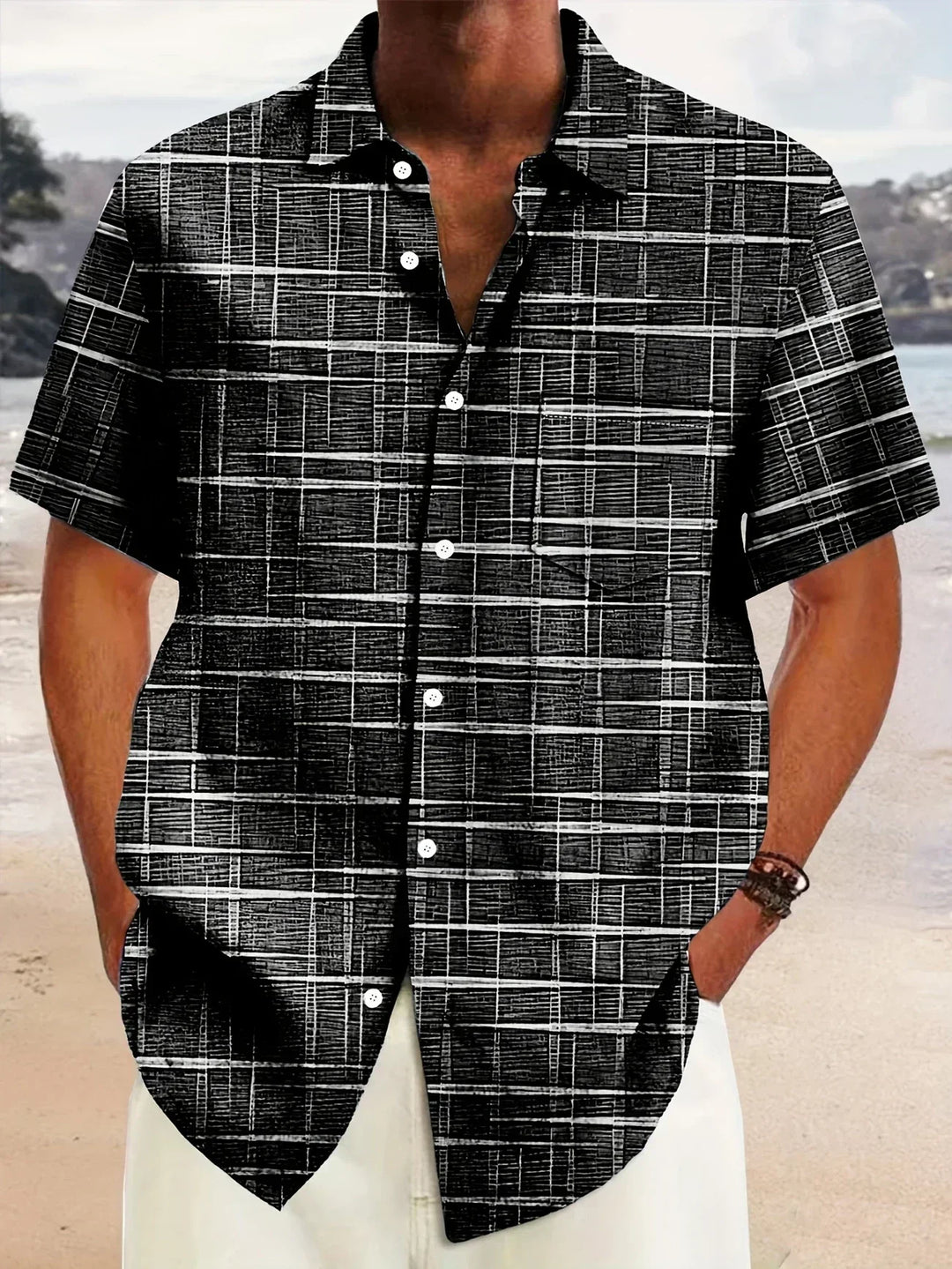 Camisa elegante a rayas y cuadros