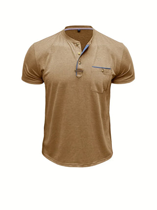 Camiseta elegante de cuello redondo con bolsillo