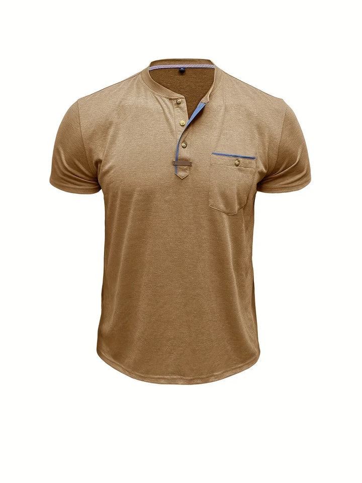 Camiseta elegante de cuello redondo con bolsillo