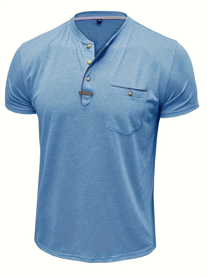 Camiseta elegante de cuello redondo con bolsillo