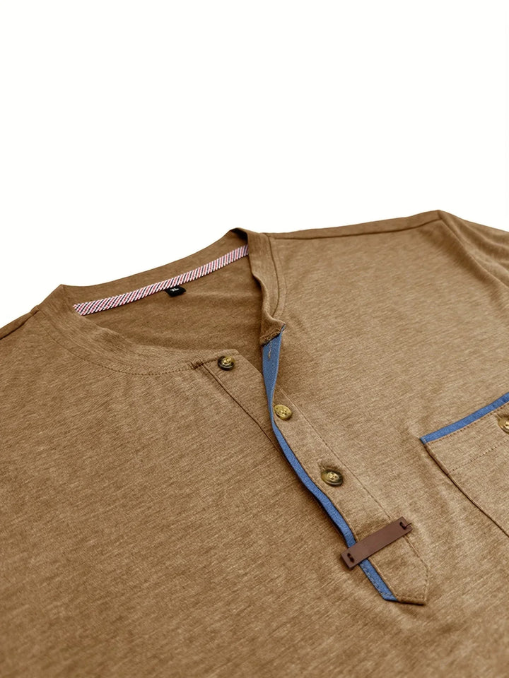 Camiseta elegante de cuello redondo con bolsillo