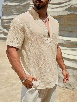 Camisa de verano elegante de cuello alto