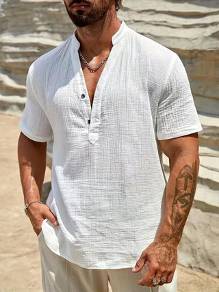 Camisa de verano elegante de cuello alto