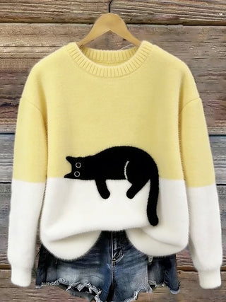 Cristina | Maglione Oversize Elegante con Gatto