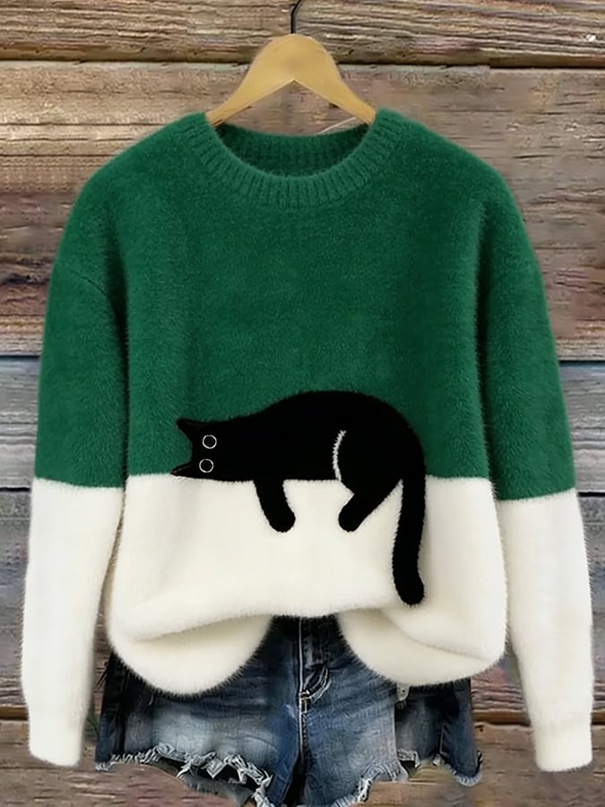Cristina | Maglione Oversize Elegante con Gatto