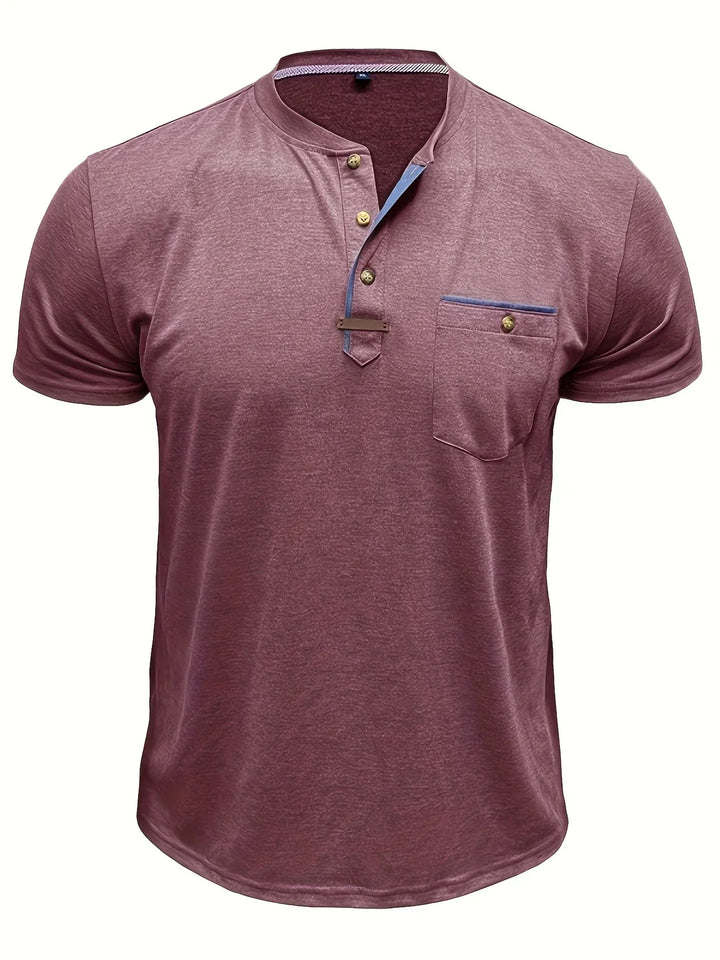 Camiseta elegante de cuello redondo con bolsillo