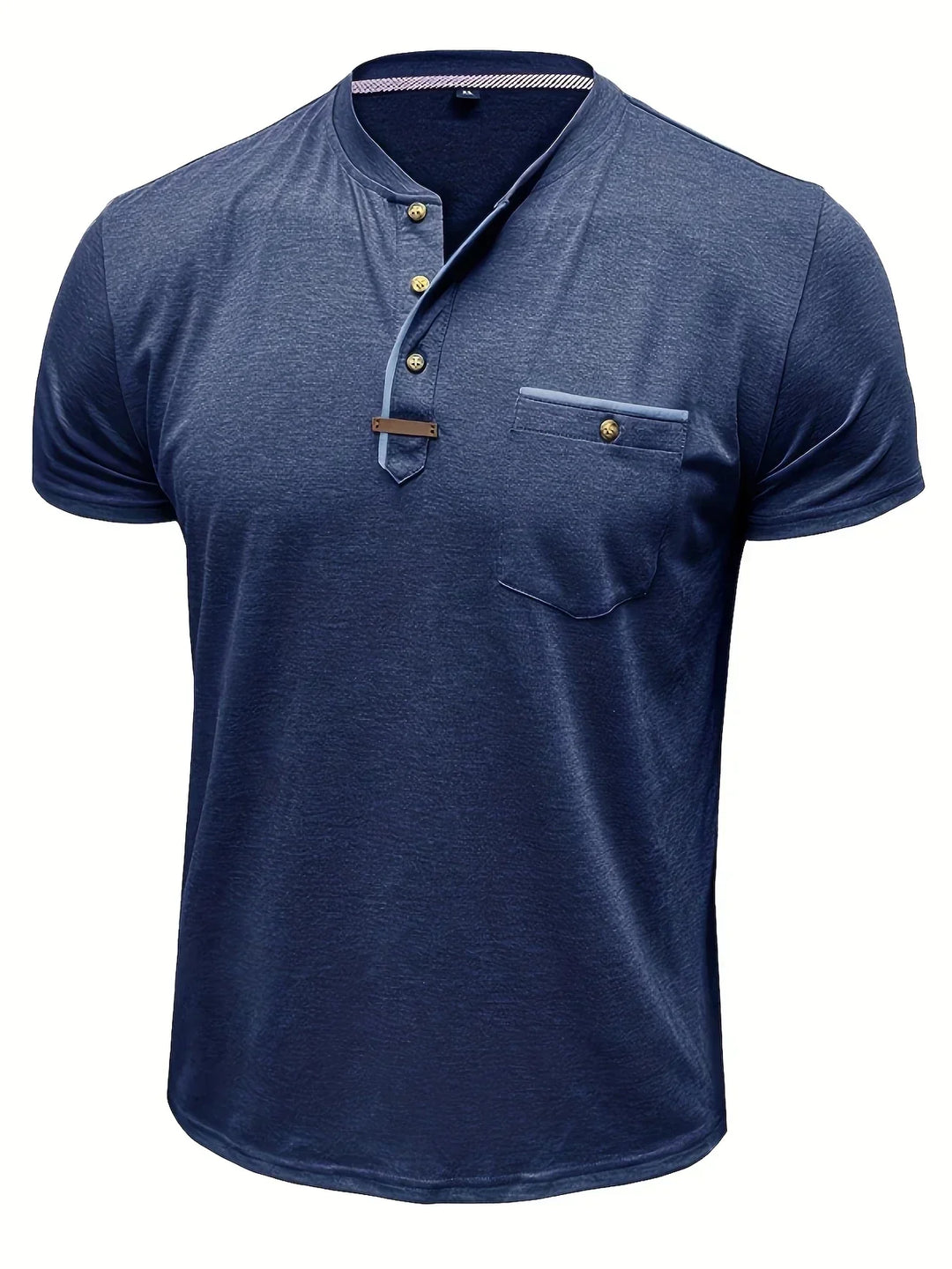 Camiseta elegante de cuello redondo con bolsillo
