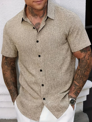 Camisa ligera de manga corta de mezcla de lino