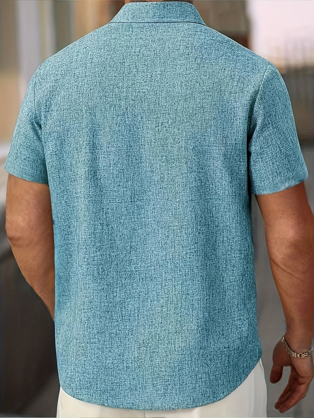 Camisa ligera de manga corta de mezcla de lino