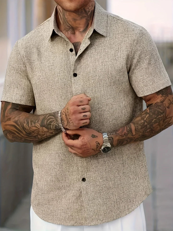Camisa ligera de manga corta de mezcla de lino