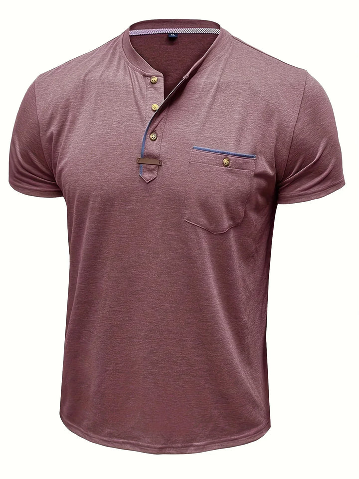 Camiseta elegante de cuello redondo con bolsillo