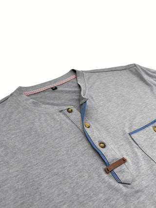 Camiseta elegante de cuello redondo con bolsillo