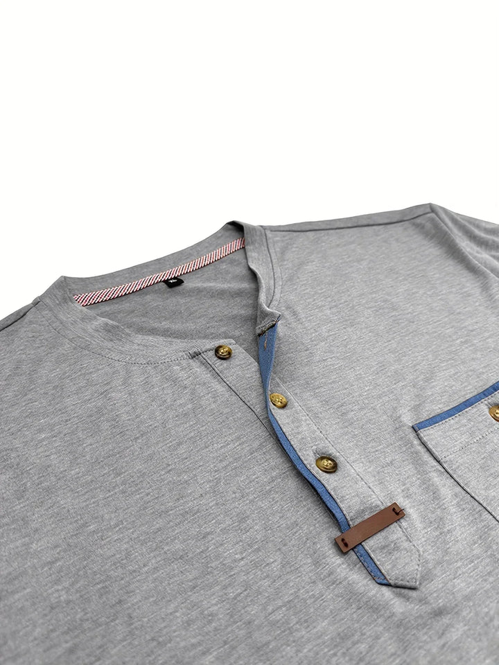 Camiseta elegante de cuello redondo con bolsillo