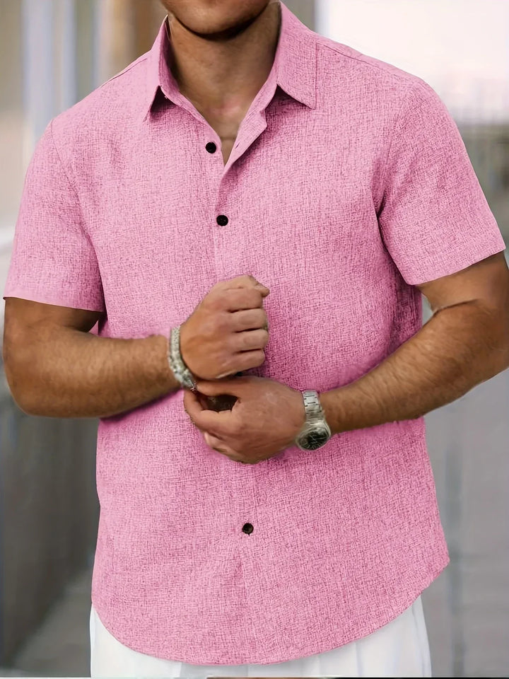 Camisa ligera de manga corta de mezcla de lino