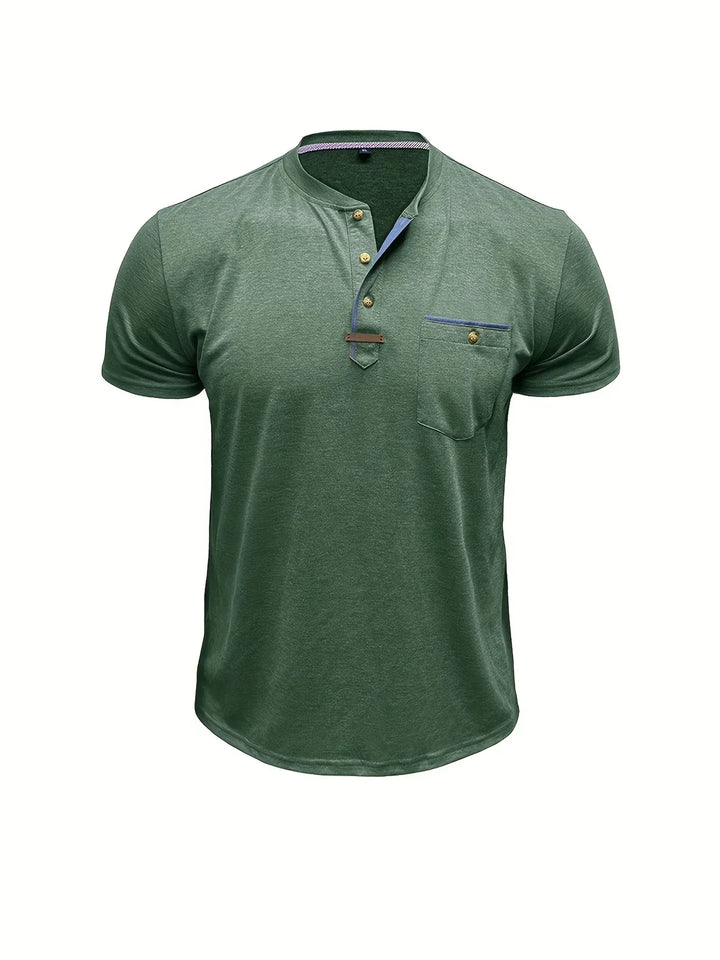 Camiseta elegante de cuello redondo con bolsillo