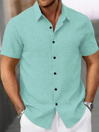 Camisa ligera de manga corta de mezcla de lino