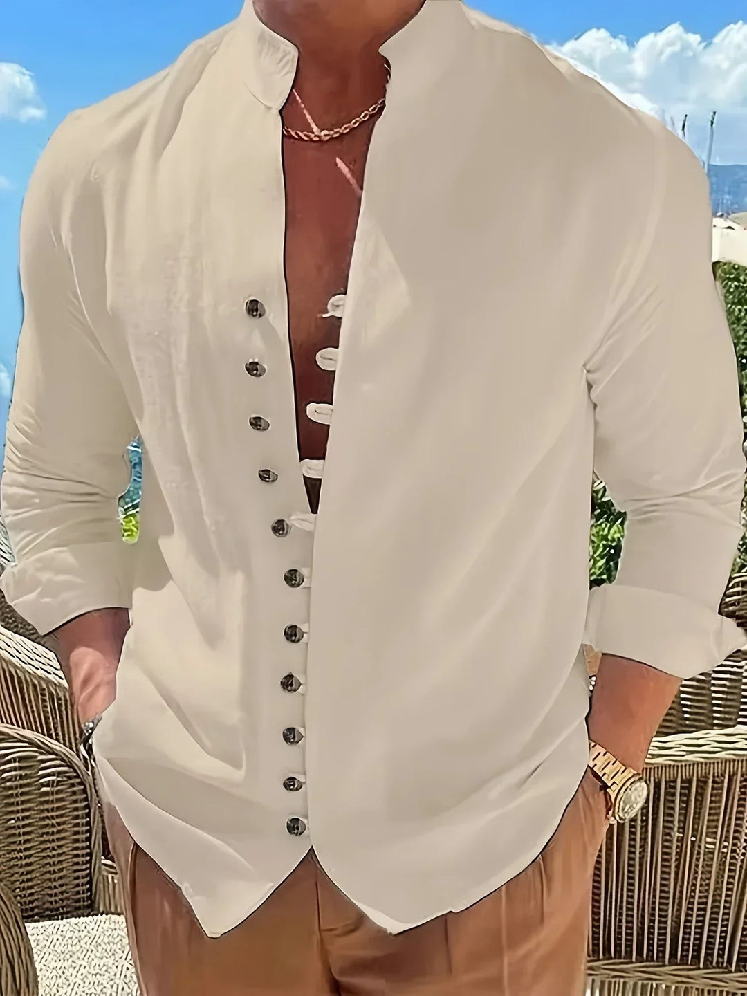 Camisa ligera de algodón de manga larga