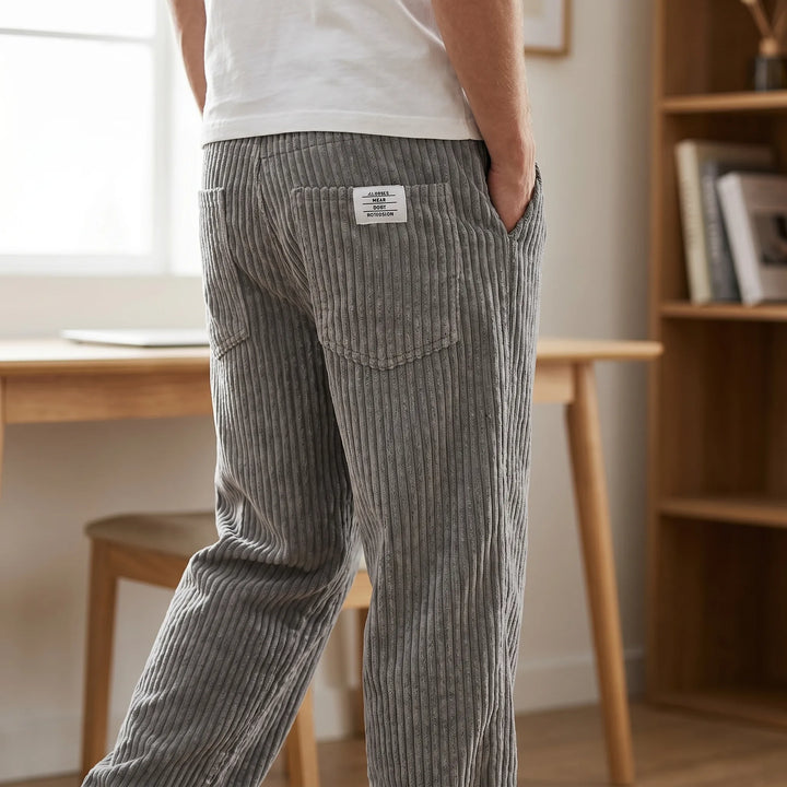 Pantalones de pana para hombre con cintura elástica