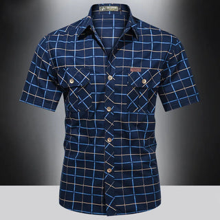 Camisa elegante de manga corta de cuadros