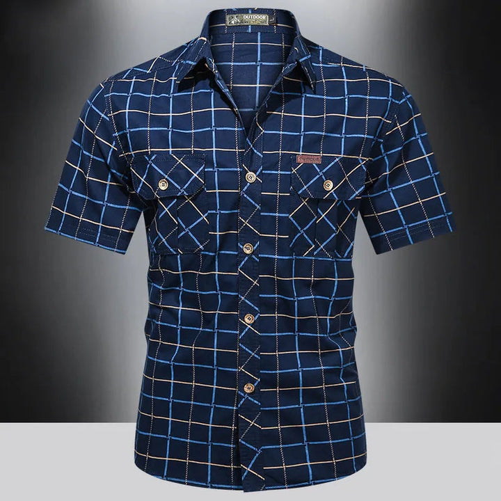Camisa elegante de manga corta de cuadros