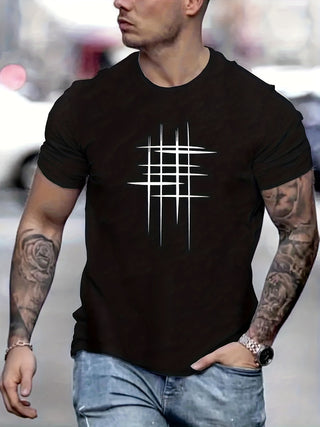 Camiseta elegante de cuello redondo con estampado gráfico