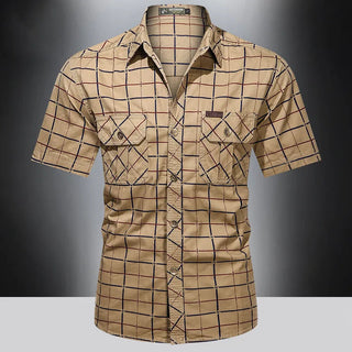 Camisa elegante de manga corta de cuadros