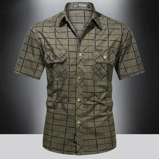 Camisa elegante de manga corta de cuadros