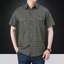 Camisa elegante de manga corta de cuadros